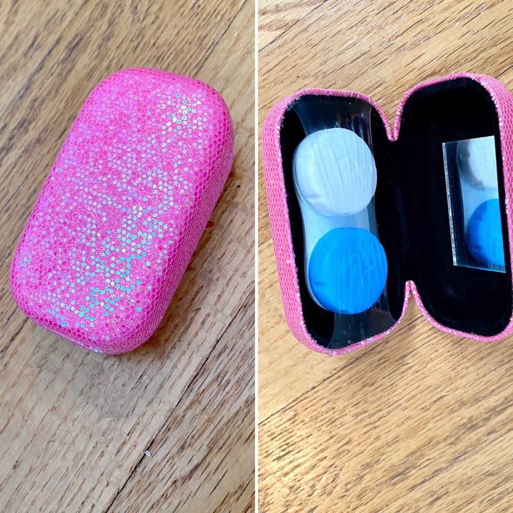 NWOT pink shimmer contact case